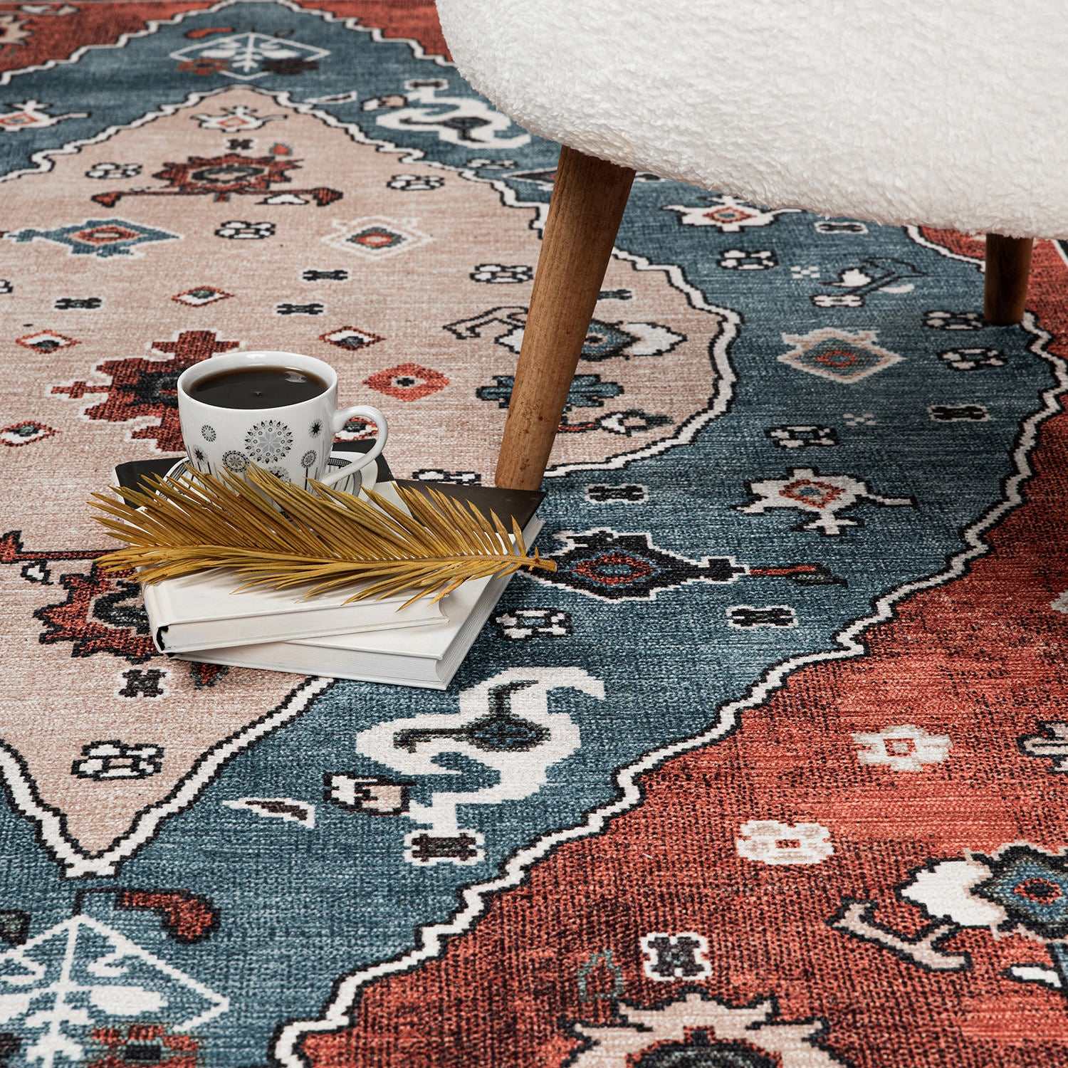 Rain Persian Red Vintage Non-Slip Indoor Area Rug / 5'x7 - Ornate Home