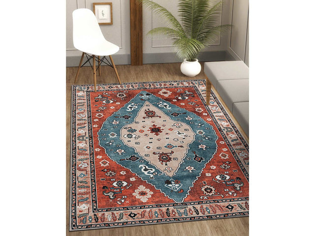 Rain Persian Red Vintage Non-Slip Indoor Area Rug / 5'x7 - Ornate Home