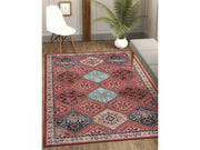 Rain Persian Rust Red Distressed Vintage Non-Slip Indoor Area Rug / 5'x7 - Ornate Home