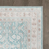 Rain Persian Teal Distressed Vintage Non-Slip Indoor Area Rug / 5'x7 - Ornate Home
