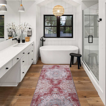 Rain Rust Red Modern Bohemian NonSlip Indoor Area Rugs - Ornate Home