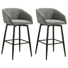 Rainer Charcoal Fabric Upholstered Swivel Bar Chair (Set Of 2) - Ornate Home