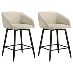 Rainer Cream Fabric Upholstered Swivel Counter Height Chair (Set Of 2) - Ornate Home