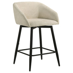 Rainer Cream Fabric Upholstered Swivel Counter Height Chair (Set Of 2) - Ornate Home
