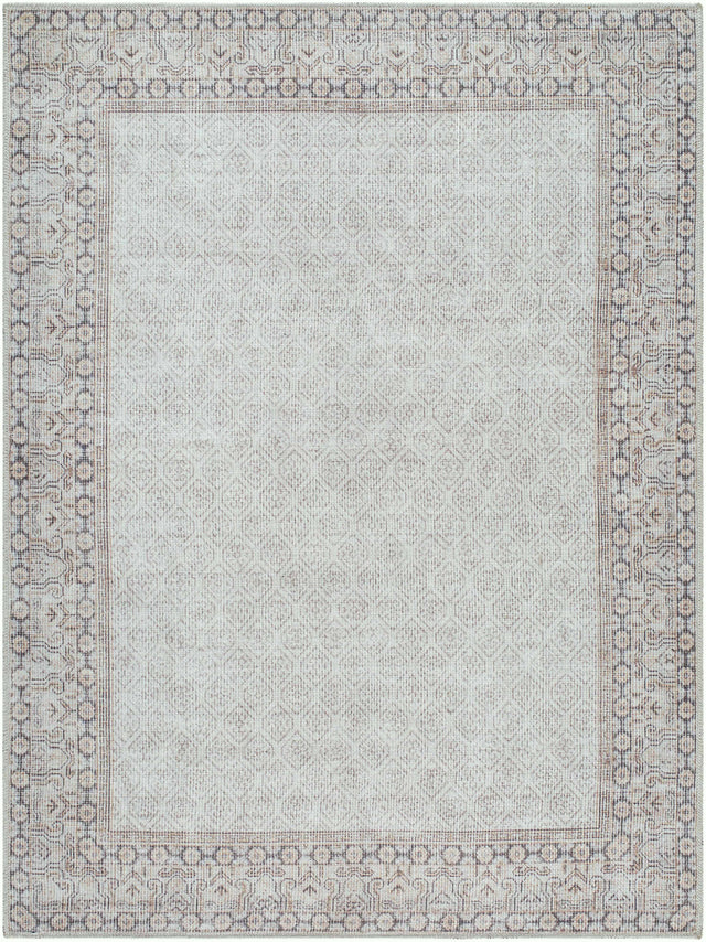 Rainier Cottage Border Beige Washable Rug | Our PNW Home X Livabliss - Ornate Home