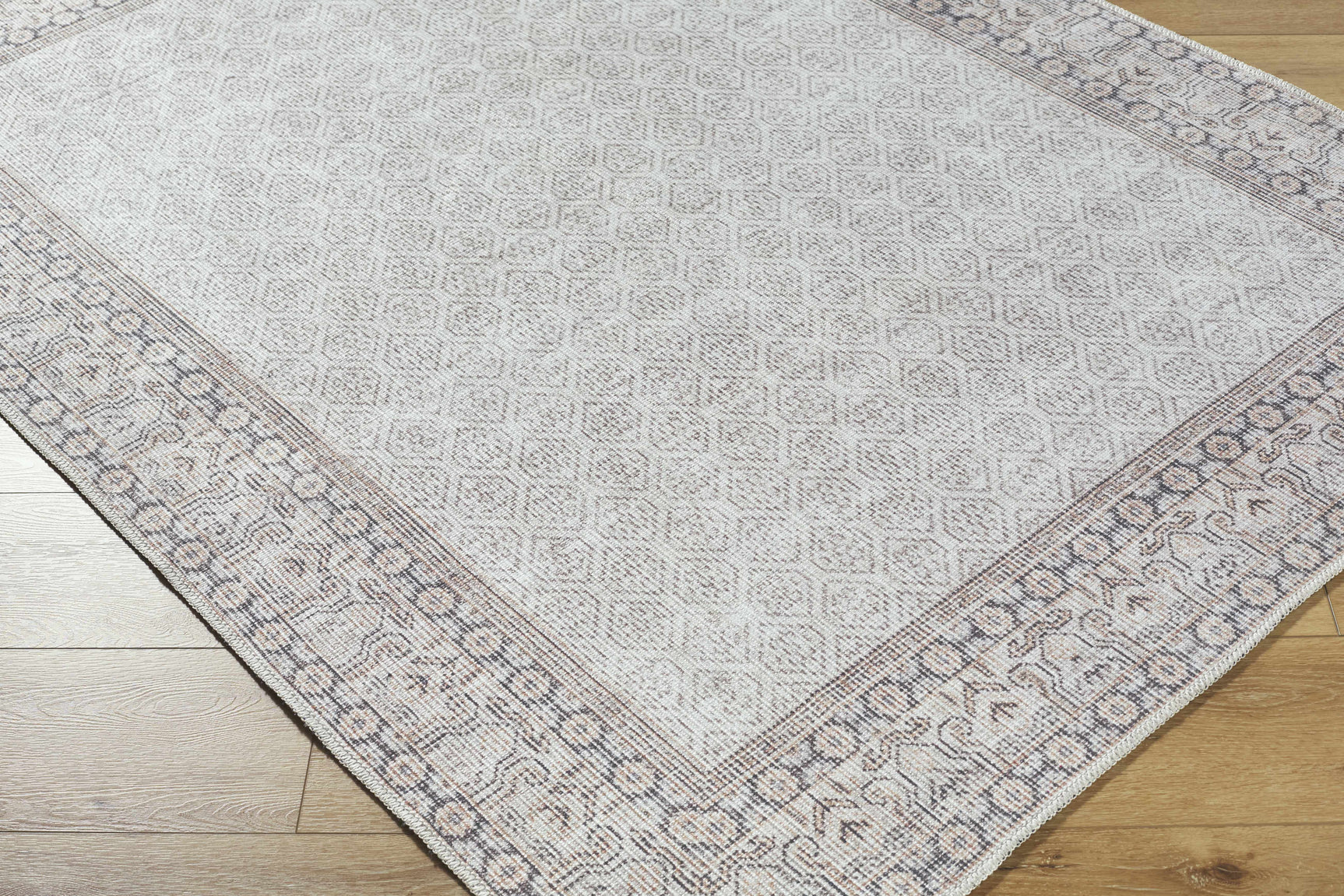 Rainier Cottage Border Beige Washable Rug | Our PNW Home X Livabliss - Ornate Home