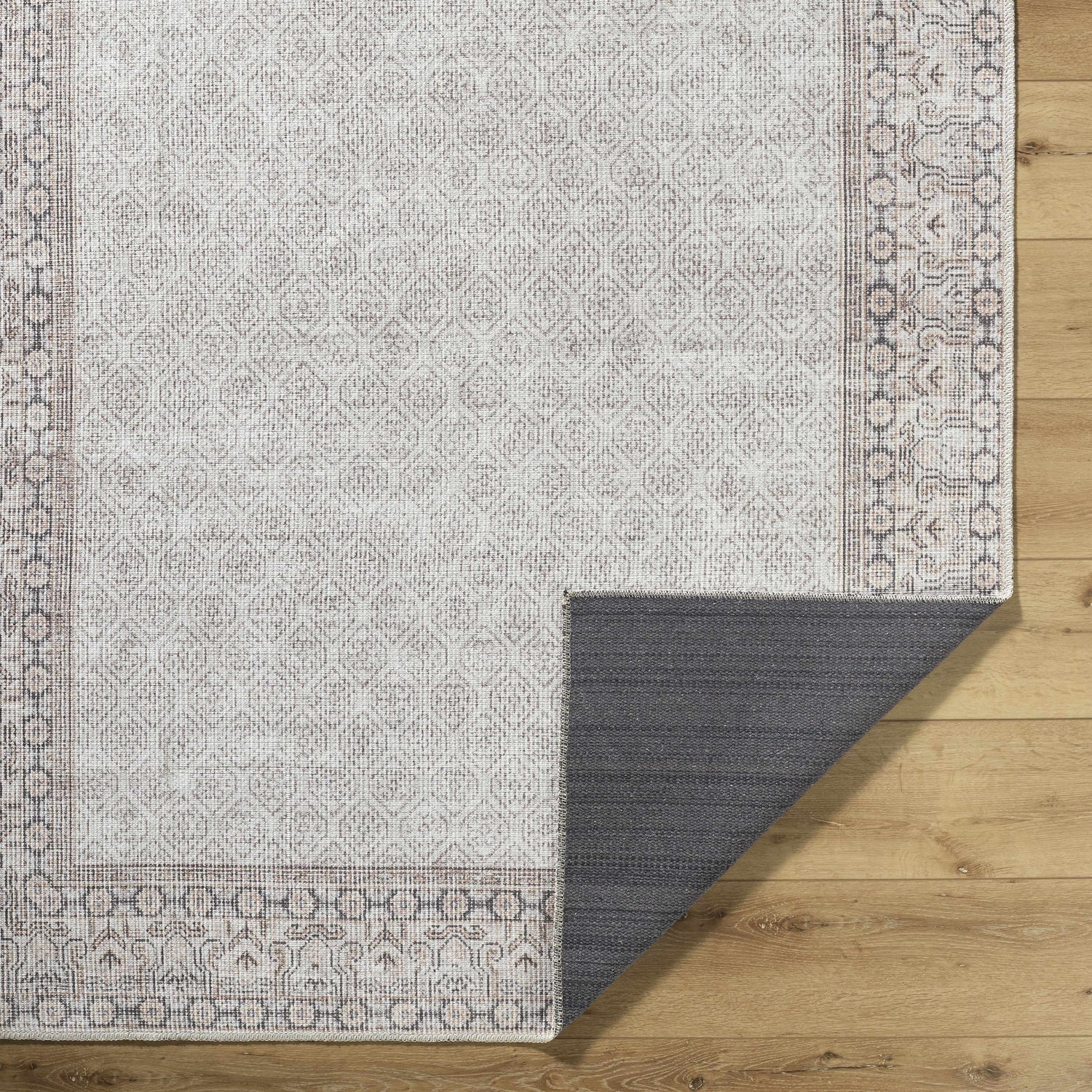 Rainier Cottage Border Beige Washable Rug | Our PNW Home X Livabliss - Ornate Home