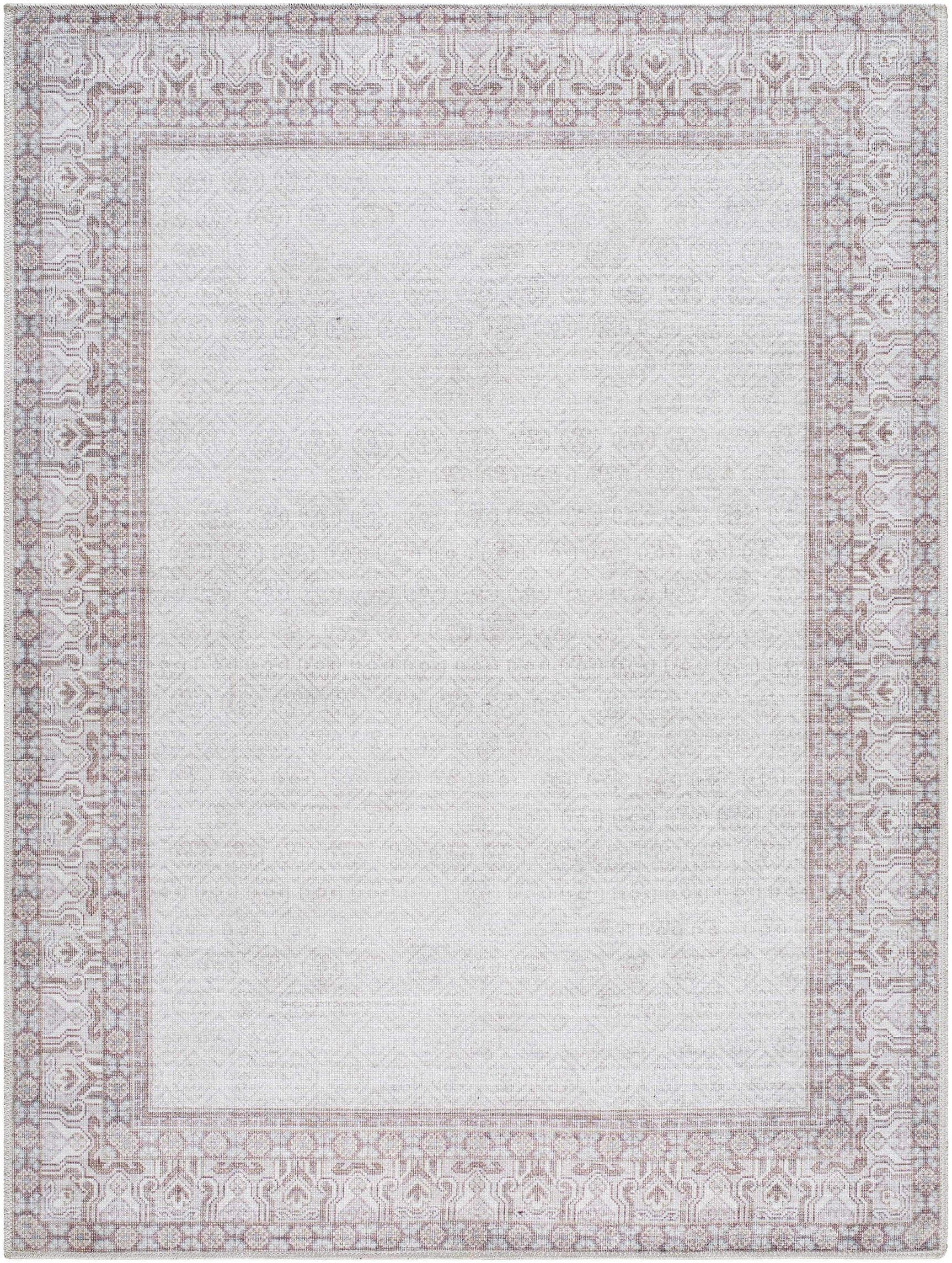 Rainier Cottage Border Brown Washable Rug | Our PNW Home X Livabliss - Ornate Home