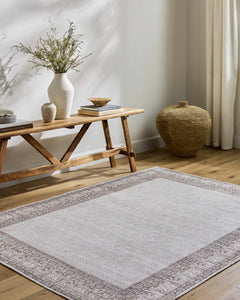 Rainier Cottage Border Brown Washable Rug | Our PNW Home X Livabliss - Ornate Home