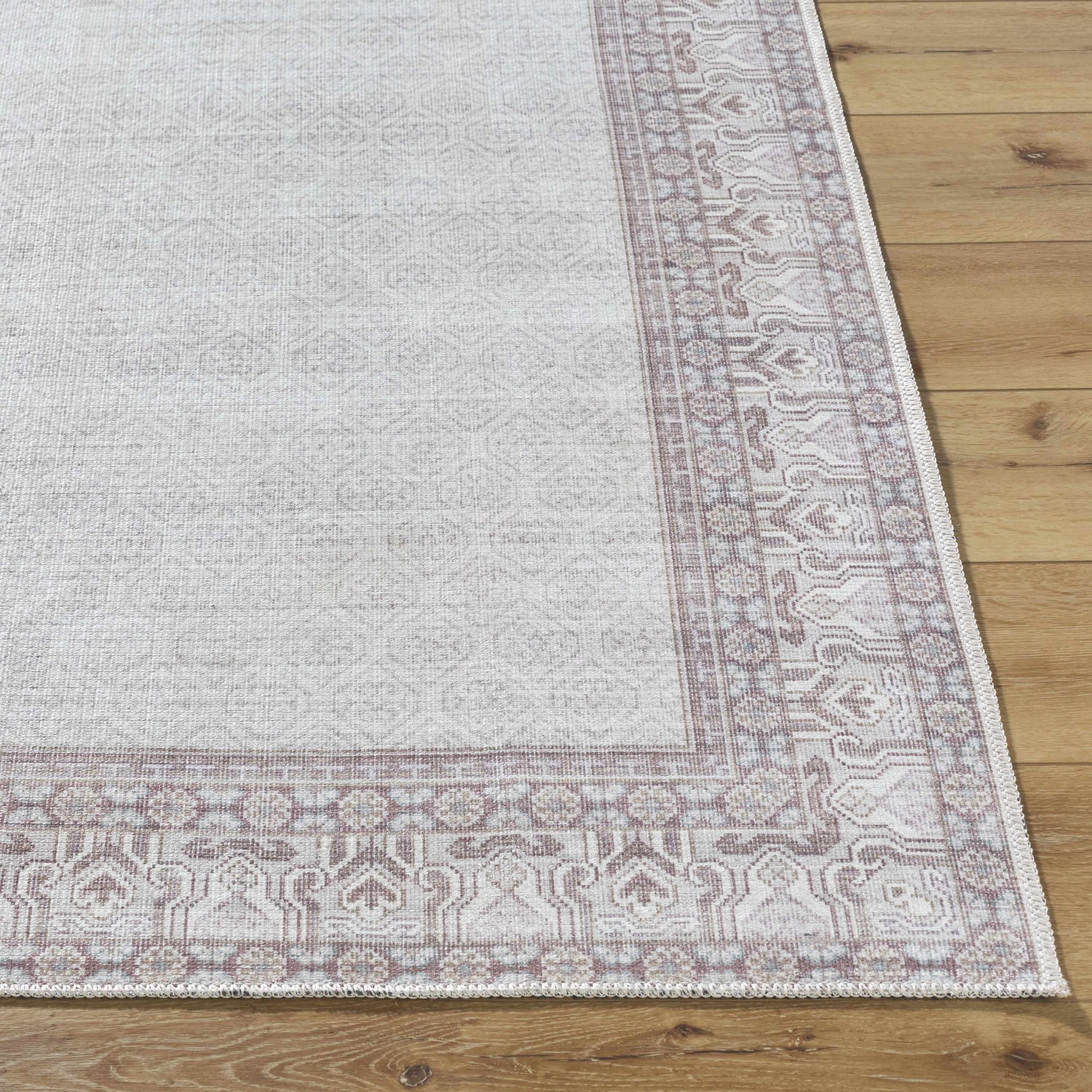 Rainier Cottage Border Brown Washable Rug | Our PNW Home X Livabliss - Ornate Home