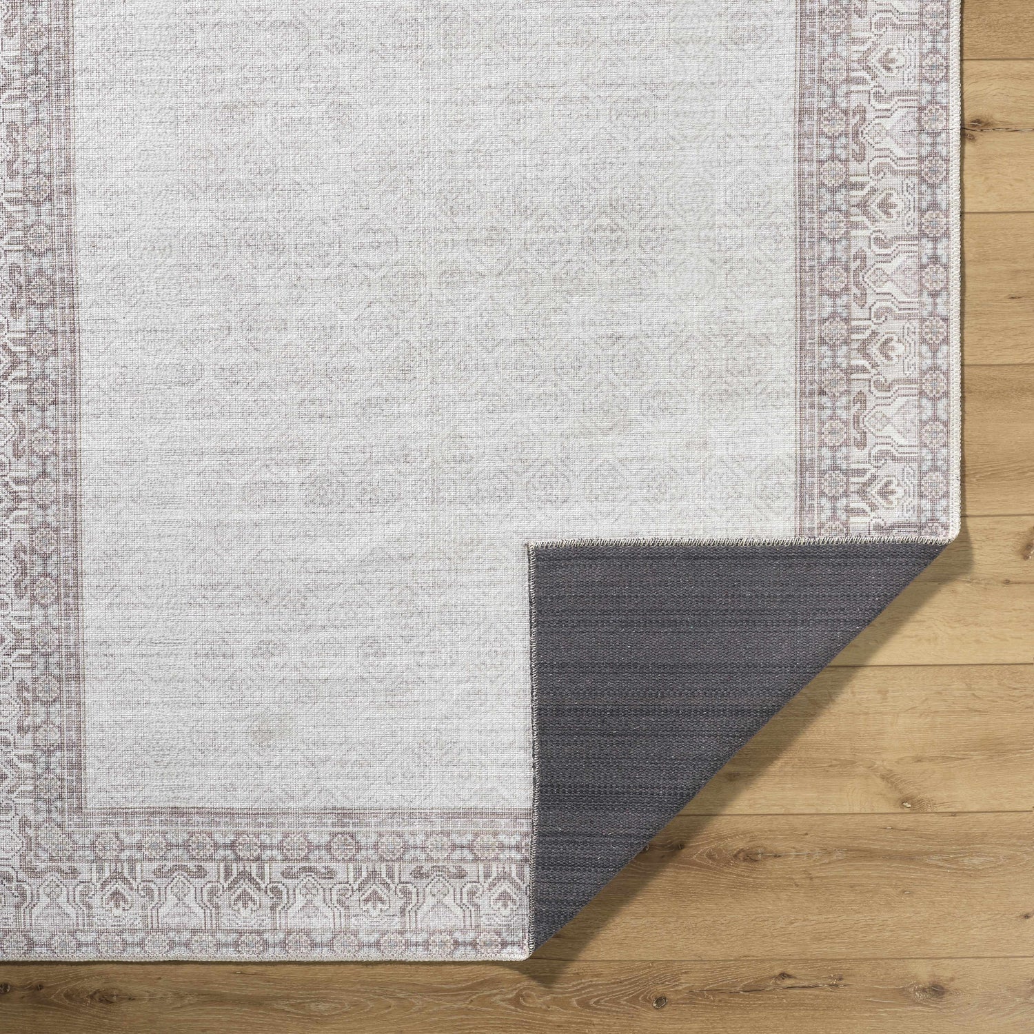 Rainier Cottage Border Brown Washable Rug | Our PNW Home X Livabliss - Ornate Home