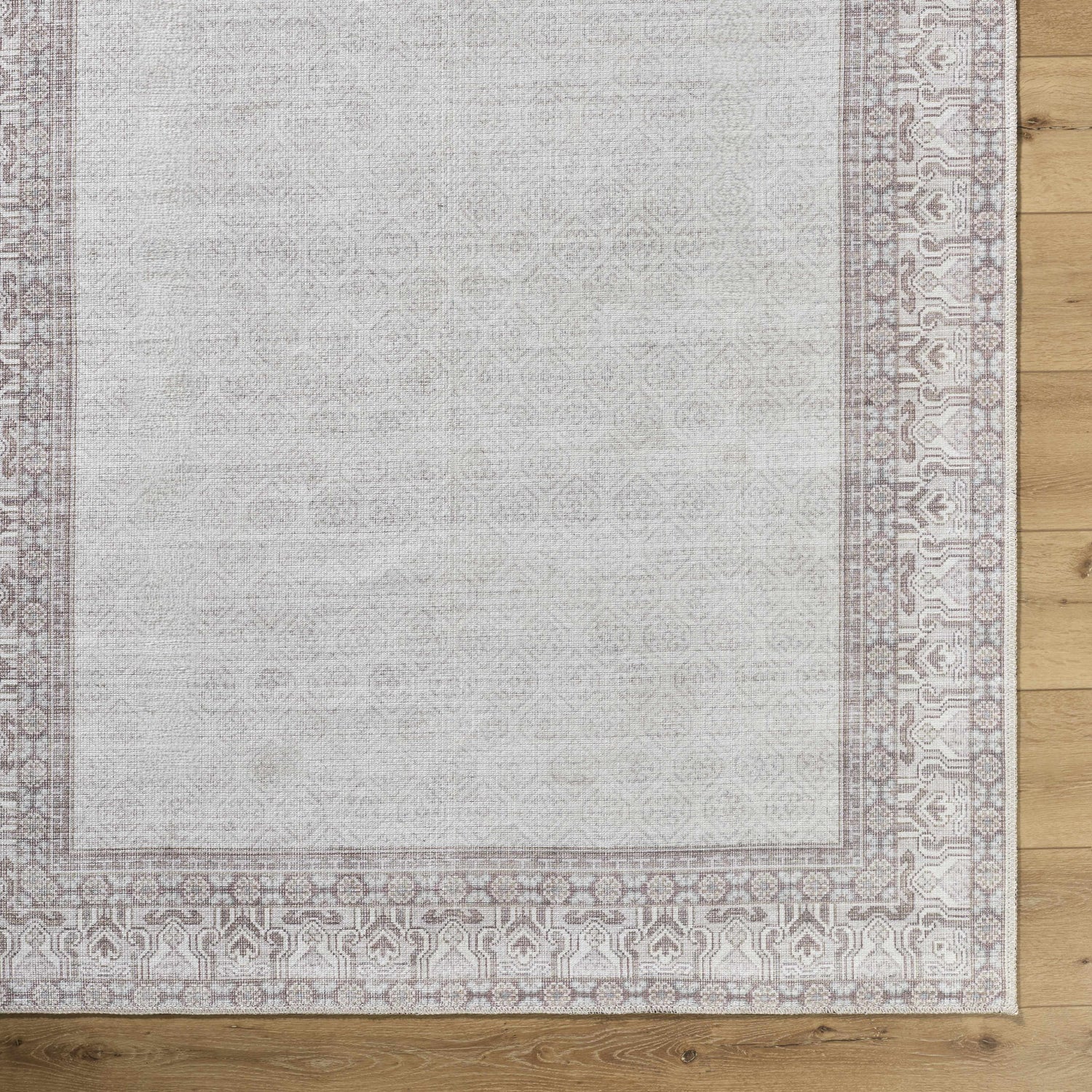 Rainier Cottage Border Brown Washable Rug | Our PNW Home X Livabliss - Ornate Home