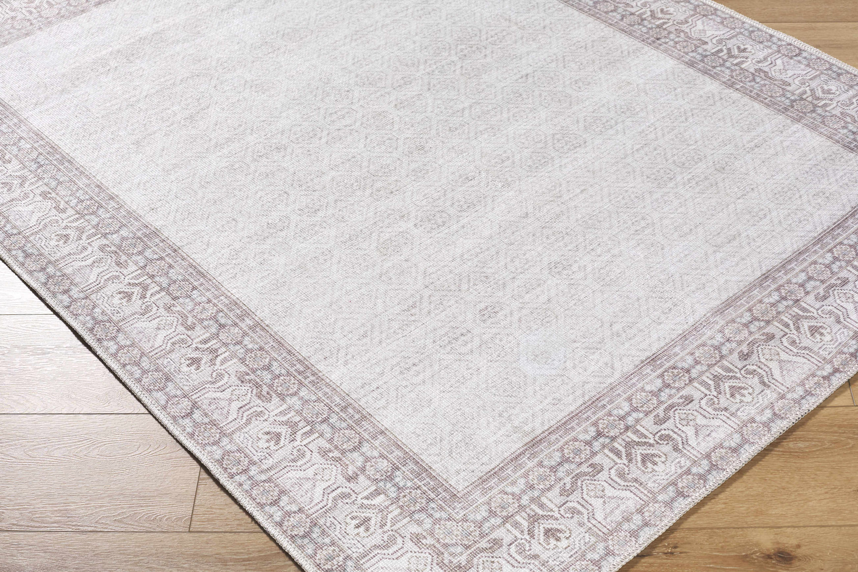 Rainier Cottage Border Brown Washable Rug | Our PNW Home X Livabliss - Ornate Home