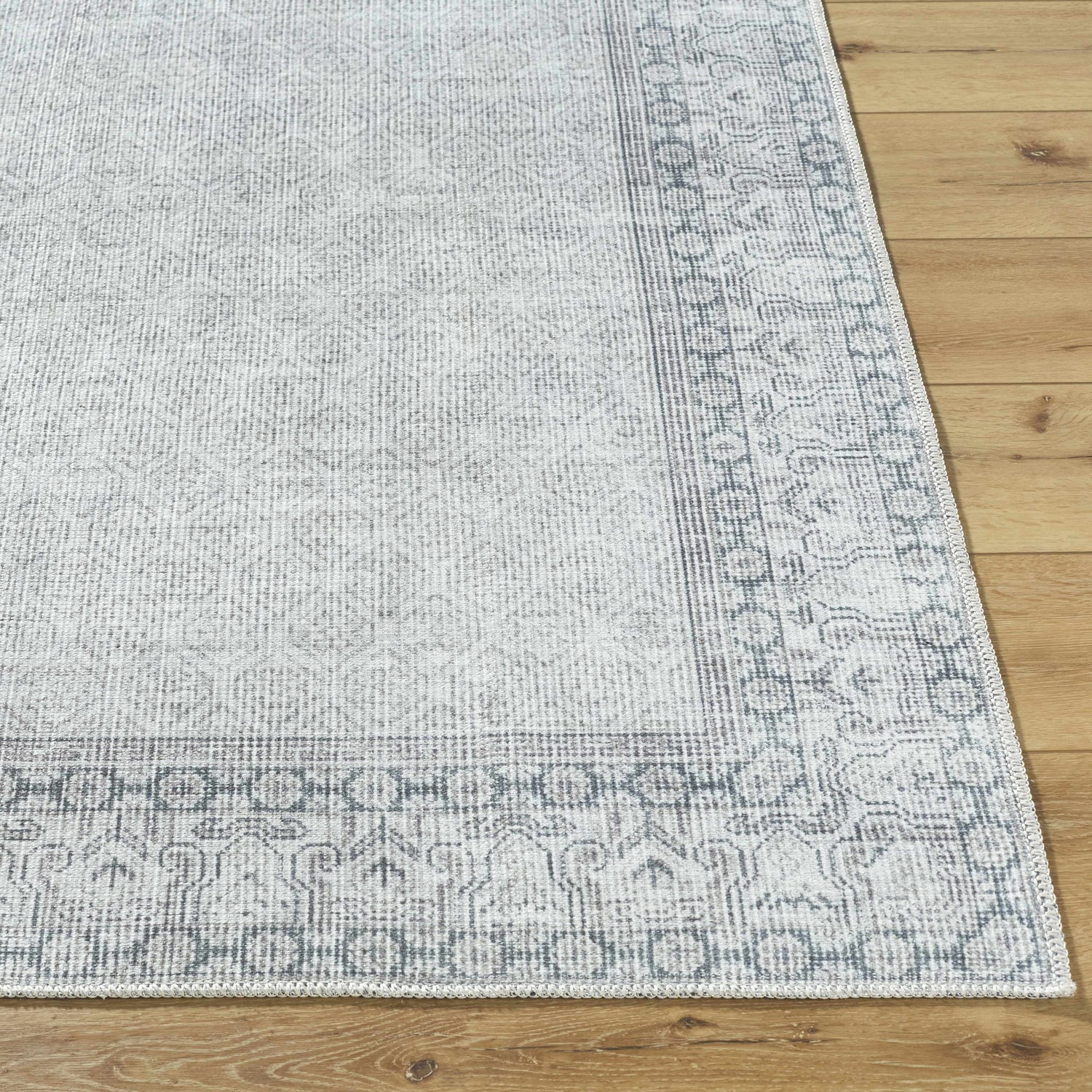 Rainier Cottage Border Gray Washable Rug | Our PNW Home X Livabliss - Ornate Home
