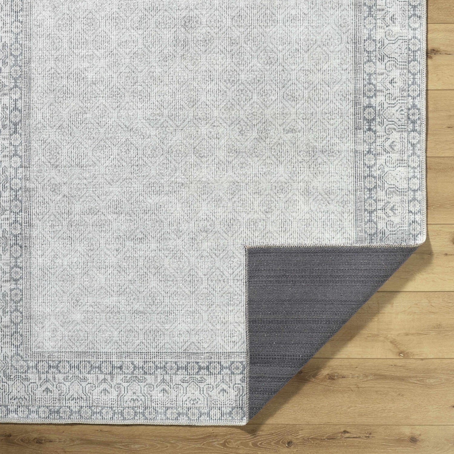 Rainier Cottage Border Gray Washable Rug | Our PNW Home X Livabliss - Ornate Home