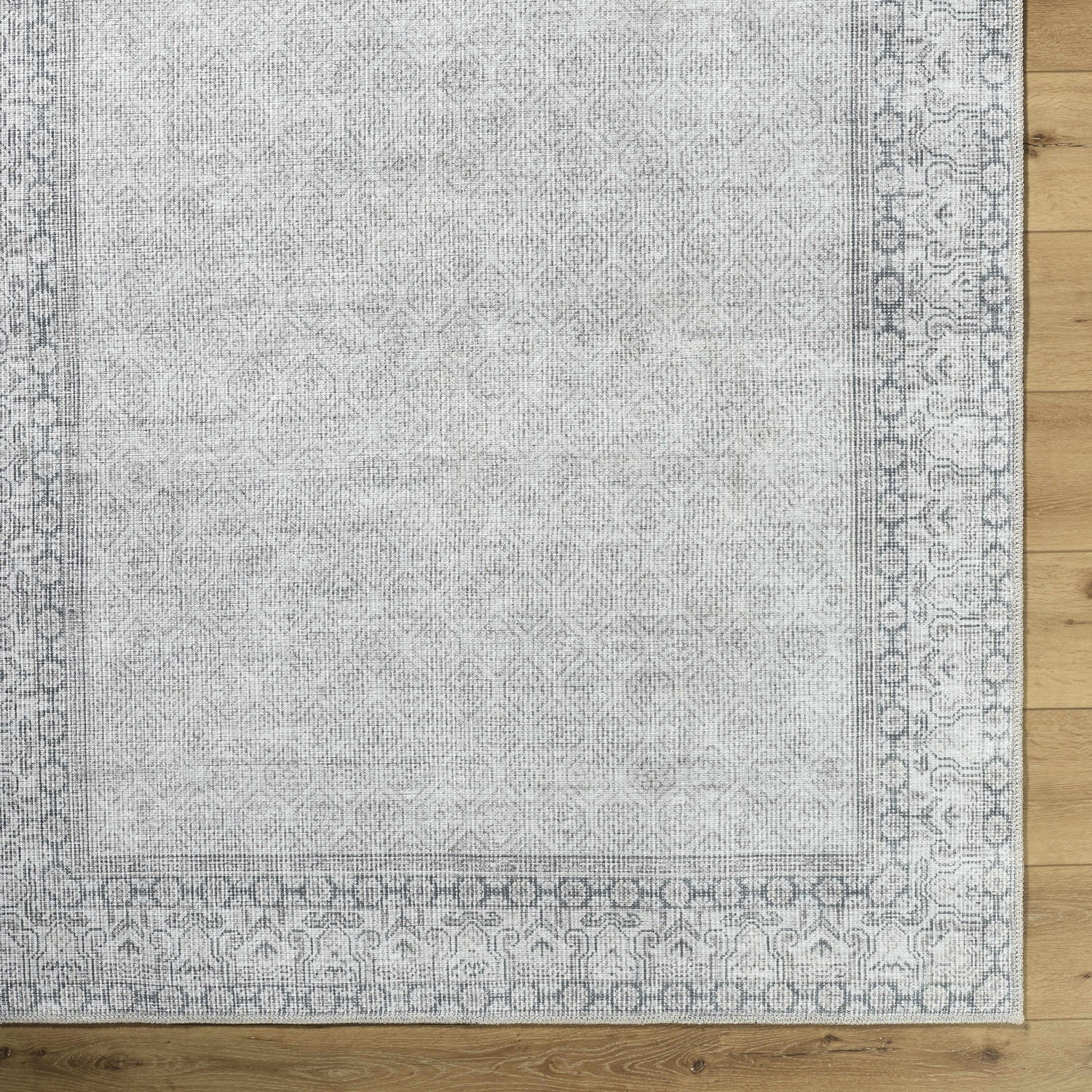 Rainier Cottage Border Gray Washable Rug | Our PNW Home X Livabliss - Ornate Home