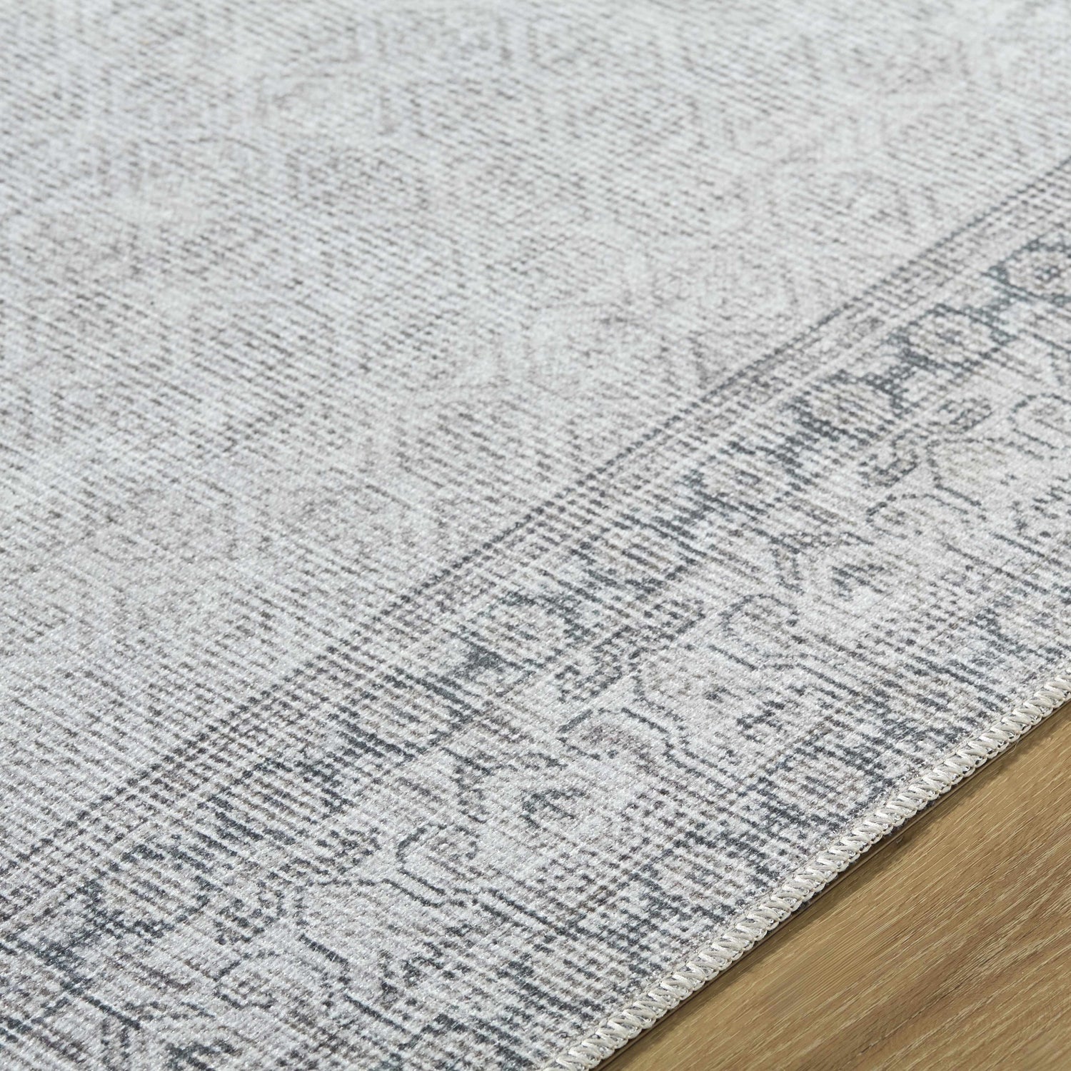 Rainier Cottage Border Gray Washable Rug | Our PNW Home X Livabliss - Ornate Home
