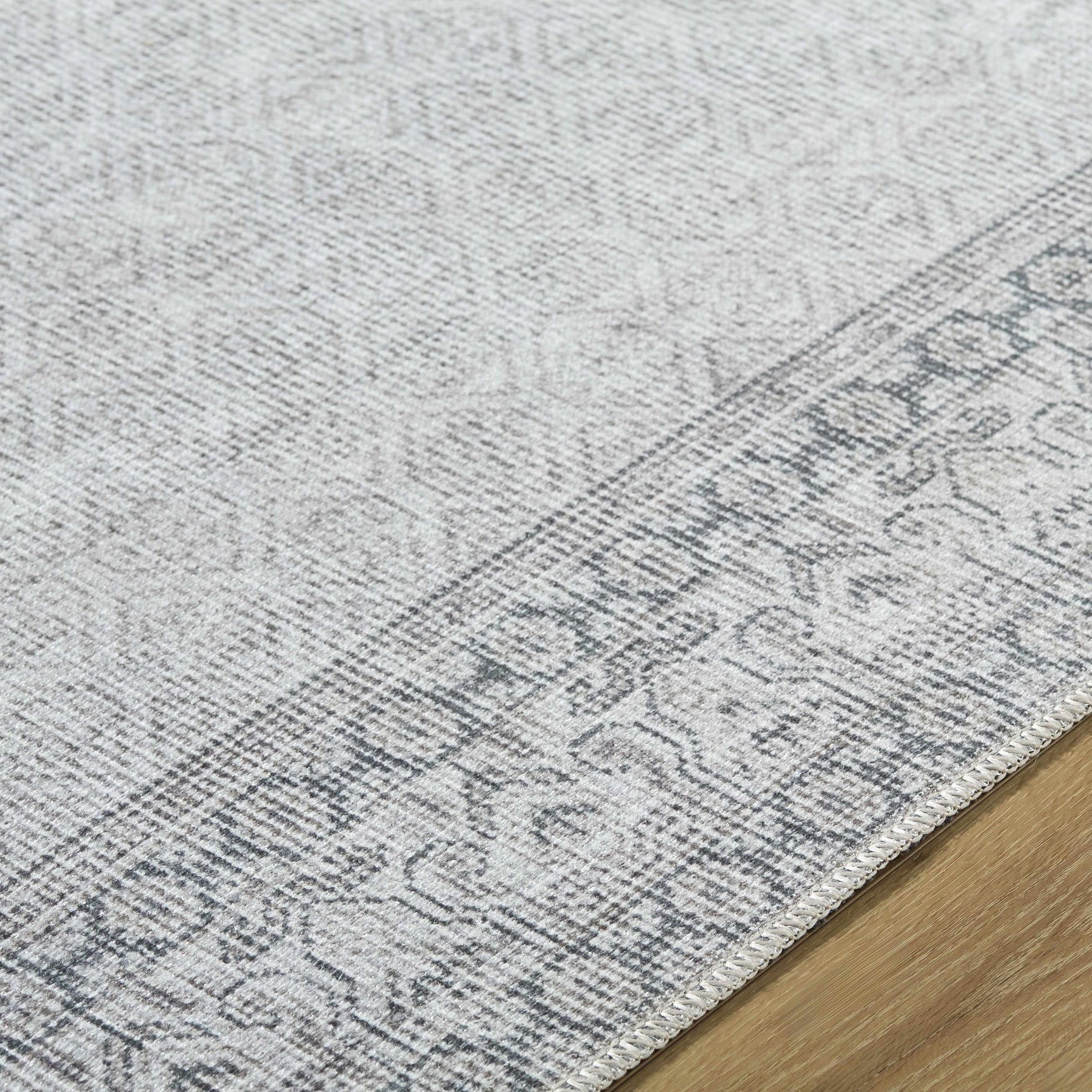 Rainier Cottage Border Gray Washable Rug | Our PNW Home X Livabliss - Ornate Home