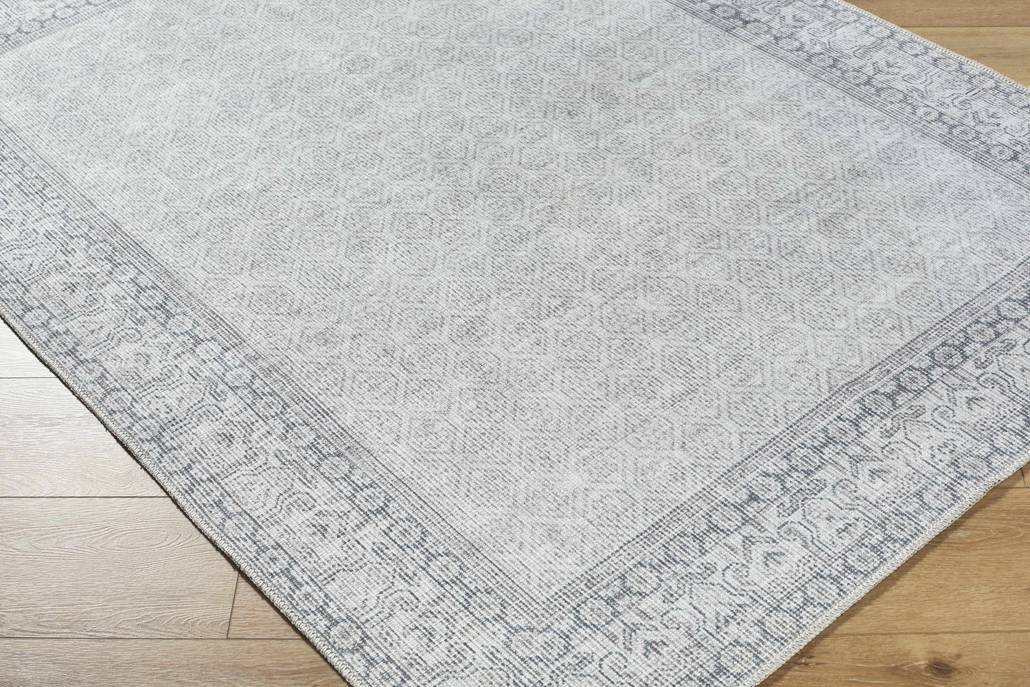 Rainier Cottage Border Gray Washable Rug | Our PNW Home X Livabliss - Ornate Home