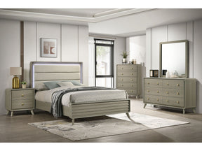 Rainier Gray Upholstered Panel Headboard E.King Bed - Ornate Home