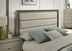 Rainier Gray Upholstered Panel Headboard Queen Bed - Ornate Home