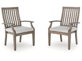 Rainier Ranch Brown/Beige Outdoor Arm Chair with Cushion (Set of 2) - Ornate Home