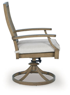 Rainier Ranch Brown/Beige Outdoor Swivel Chair with Cushion (Set of 2) - Ornate Home