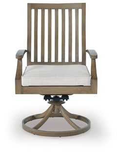 Rainier Ranch Brown/Beige Outdoor Swivel Chair with Cushion (Set of 2) - Ornate Home