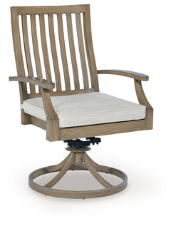 Rainier Ranch Brown/Beige Outdoor Swivel Chair with Cushion (Set of 2) - Ornate Home