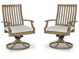 Rainier Ranch Brown/Beige Outdoor Swivel Chair with Cushion (Set of 2) - Ornate Home