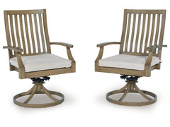 Rainier Ranch Brown/Beige Outdoor Swivel Chair with Cushion (Set of 2) - Ornate Home