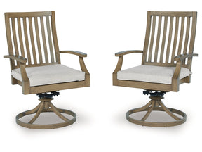 Rainier Ranch Brown/Beige Outdoor Swivel Chair with Cushion (Set of 2) - Ornate Home