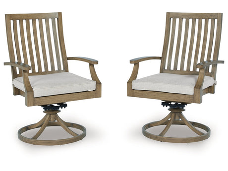 Rainier Ranch Brown/Beige Outdoor Swivel Chair with Cushion (Set of 2) - Ornate Home
