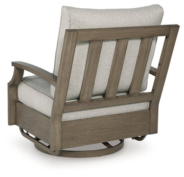 Rainier Ranch Brown/Beige Outdoor Swivel Glider Chair with Cushion - Ornate Home