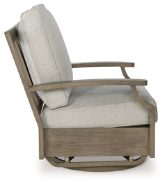 Rainier Ranch Brown/Beige Outdoor Swivel Glider Chair with Cushion - Ornate Home