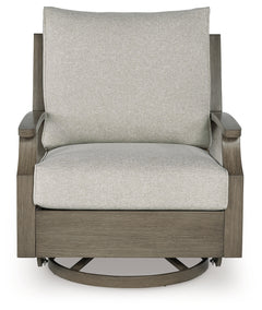 Rainier Ranch Brown/Beige Outdoor Swivel Glider Chair with Cushion - Ornate Home