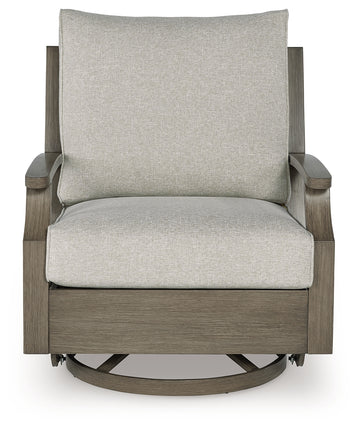 Rainier Ranch Brown/Beige Outdoor Swivel Glider Chair with Cushion - Ornate Home