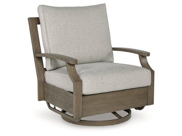 Rainier Ranch Brown/Beige Outdoor Swivel Glider Chair with Cushion - Ornate Home
