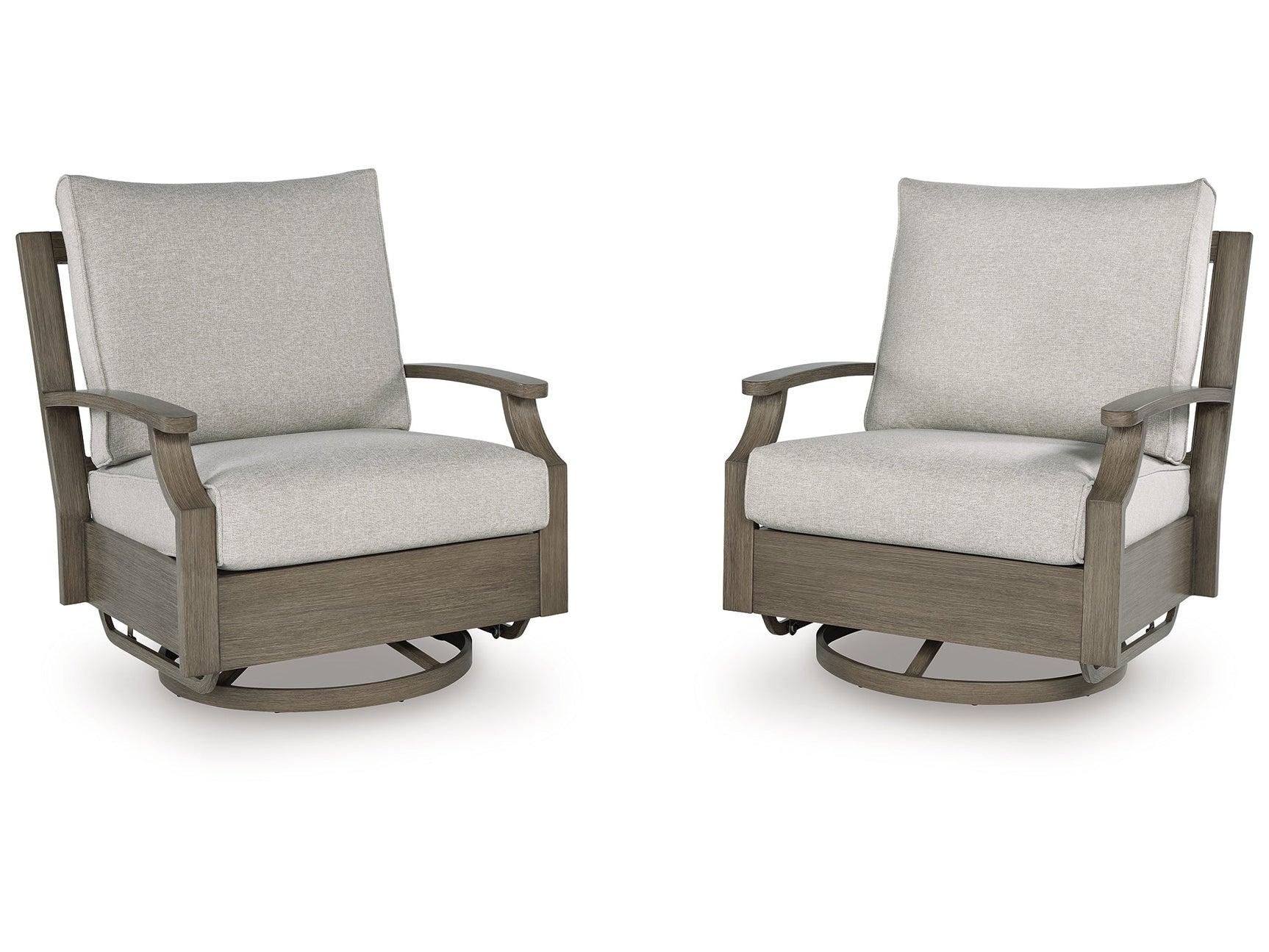 Rainier Ranch Brown/Beige Outdoor Swivel Glider Chair with Cushion - Ornate Home