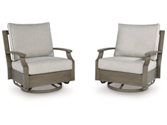 Rainier Ranch Brown/Beige Outdoor Swivel Glider Chair with Cushion - Ornate Home