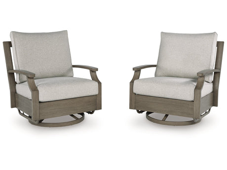 Rainier Ranch Brown/Beige Outdoor Swivel Glider Chair with Cushion - Ornate Home