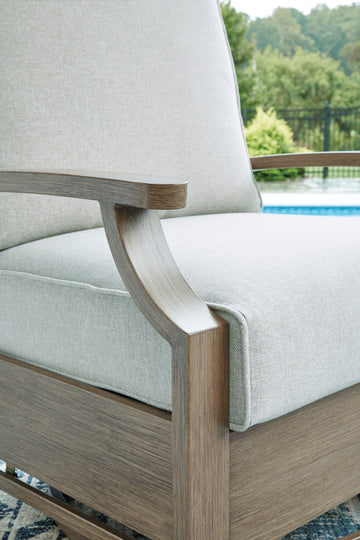 Rainier Ranch Brown/Beige Outdoor Swivel Glider Chair with Cushion - Ornate Home