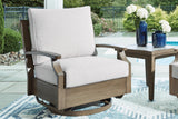 Rainier Ranch Brown/Beige Outdoor Swivel Glider Chair with Cushion - Ornate Home