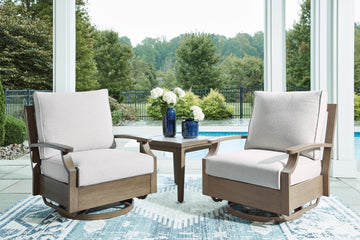 Rainier Ranch Brown/Beige Outdoor Swivel Glider Chair with Cushion - Ornate Home