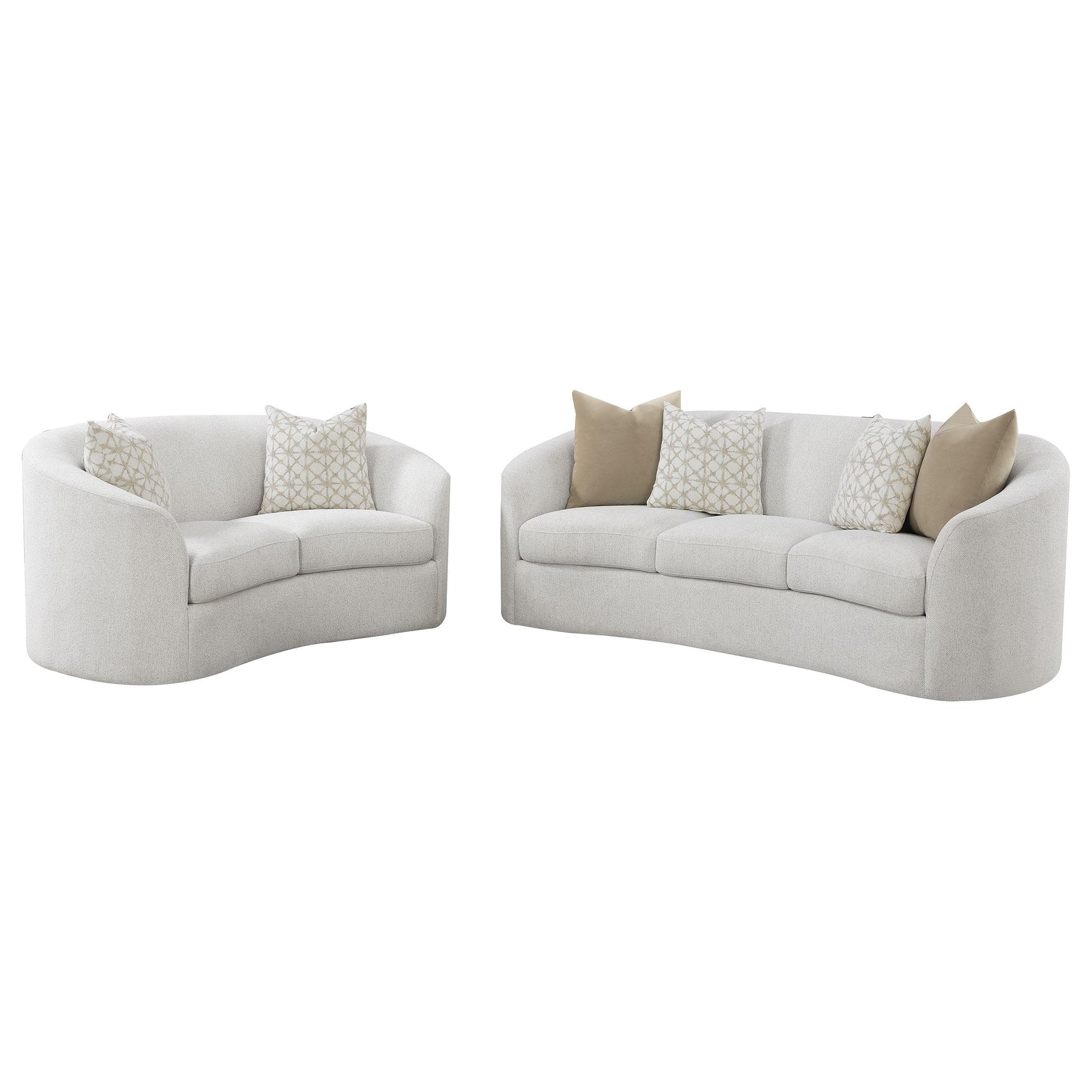 Rainn Latte 2-piece Boucle Upholstered Sloped Arm Sofa Set - Ornate Home