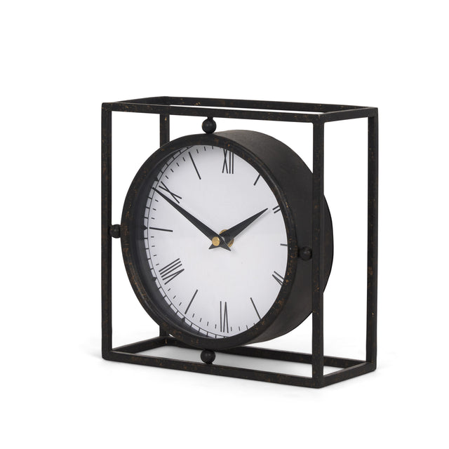 Raisa Black/Gold Metal Table Clock - Ornate Home