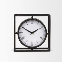 Raisa Black/Gold Metal Table Clock - Ornate Home
