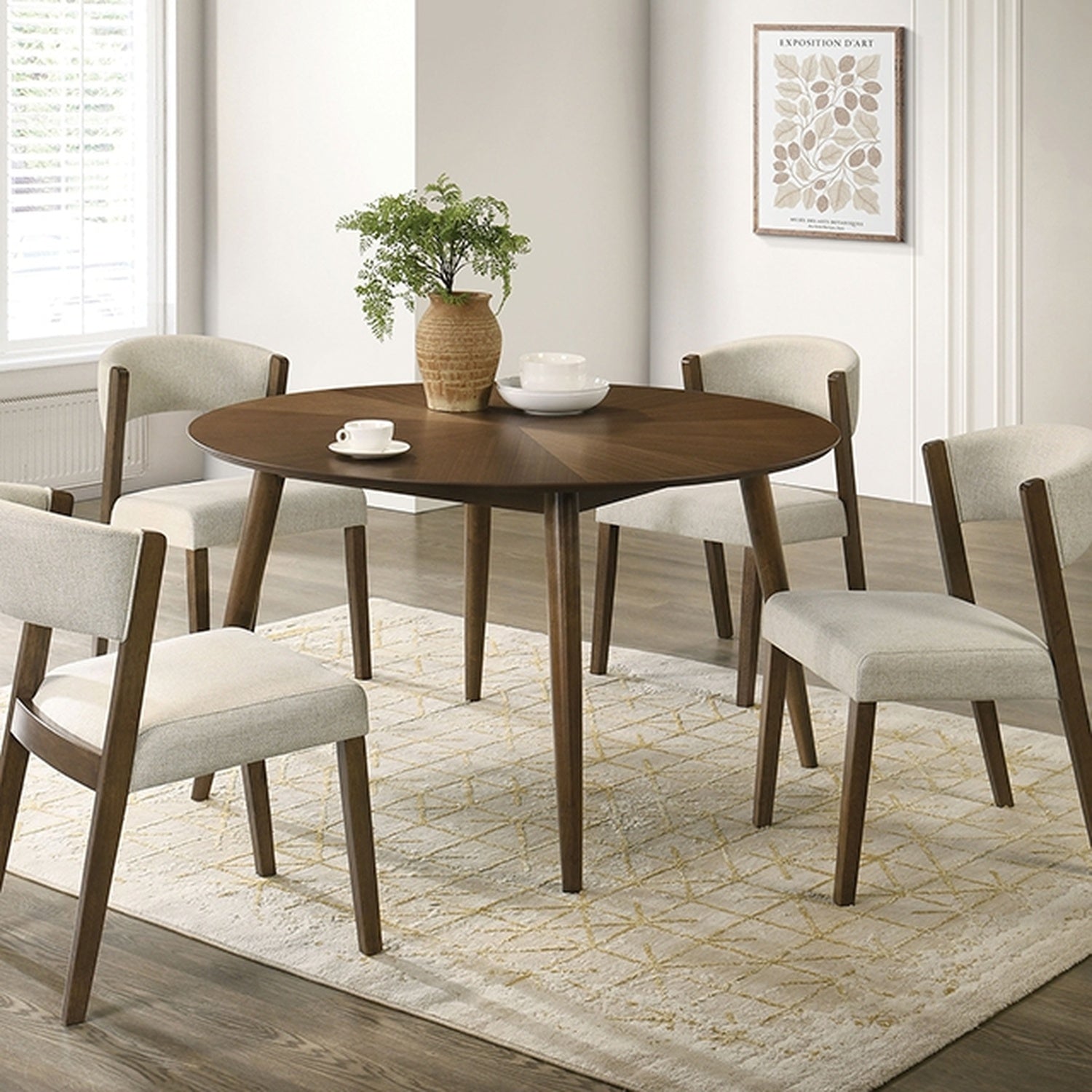 Raissa Walnut 5 Pc. Round Dining Table Set - Ornate Home