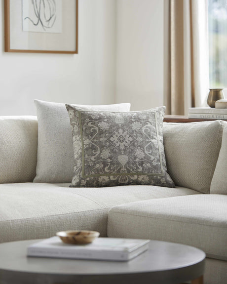 Raith Beige Ornamental Square Accent Pillow - Ornate Home