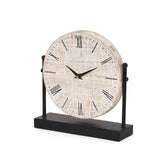 Raja Matte Black Metal with Wood Table Clock - Ornate Home